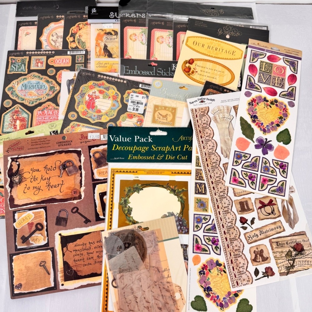Y2K Graphic 45 Artifacts K & Co Scrapbooking Lot Victorian Steampunk Made in USA